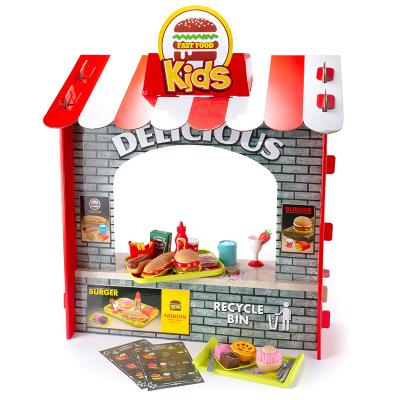 China Toy Burger Big Shop Popular Pretend Play Burger Toy Burger Big Shop Toddler Miniature Kids Kitchen Playset For Kids Play Food With DIY Scene for sale