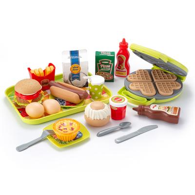 China Interactive Educational Plastic Family DIY Hamburger Waffle Maker Baking Baking Game Set Toy Kitchens And Play Food for sale