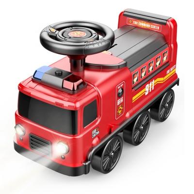 China Ride On Car Track Toy Car 6V Built-in Electric Ride On Fire Truck For Toddlers 3 Year Old Battery Ride On Car With Lights Music Sounds Story for sale