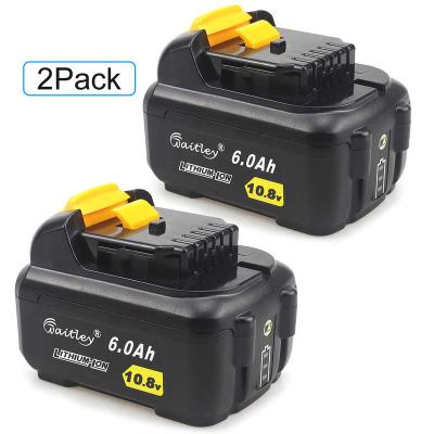 China Machine- Waitley 2 Packs 6A 10.8V Replacement Battery For DeWalt Cordless Power Drill Tool 6000mAh Li-Ion Compatible 10.8 Volt 12V DCB120 for sale