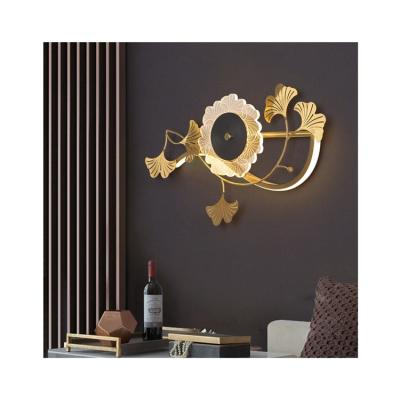 China Large copper+acrylic lamp high-grade simple interior gold decoration hall bedroom wall lamp for sale