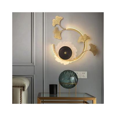 China Modern Wall Painting Copper+Acrylic Modern Wall Painting LED Decoration Moon Outdoor Wall Lamp for sale