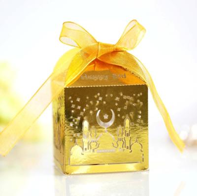 China IMEE Gold Festival Ramadan Hollow Candy Box Biodegradable Weeding Hollowed Out Candy Folding Box for sale