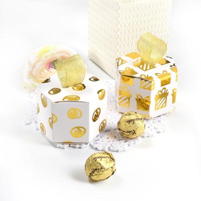 China IMEE Recyclable Hexagonal Hot Stamping Empty Cartoon Candy Chocolate Gift Packaging Box Cute Gold Foil Small Christmas for sale