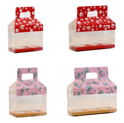 China Mooncake Recyclable Paper Portable Floral Pastry Cupcake Double-Layer Carrier Insert Transparent IMEE Box for sale