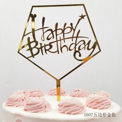 China Fashionable Gold Cake Topper Acrylic Multicolor Happy Birthday Festival Baking Acrylic Cake Topper For Decoration for sale