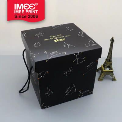 China Wholesale Recyclable IMEE Matte Black Custom Logo Luxury Cardboard Square Star Apparel Gift Packaging Boxes T-shirt Paper Box With Handle for sale