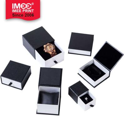 China Morden IMEE Customize Logo Printed Jewelry Boxes For Necklace Ring Bracelet Earring for sale