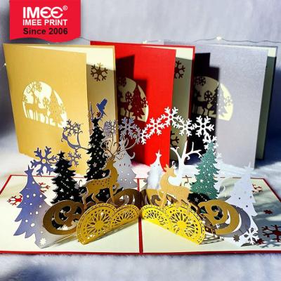 China Custom Handmade Merry Christmas Card From China IMEE 3d Art Christmas Postcard Printing Greeting Card for sale