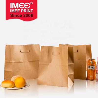 China Fashion IMEE Food Packaging Brown Craft Paper Bag Shopping Bags Biodegradable Brown Kraft Paper Bags With Handles for sale