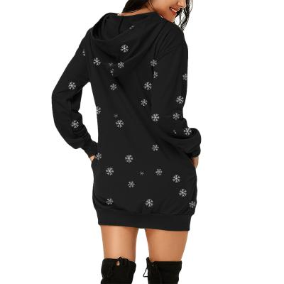 China Anti-Wrinkle Women Clothing Winter Fleece Hoodies Dress Christmas Hooded Dress Long Sleeve Sweatshirt Dress for sale