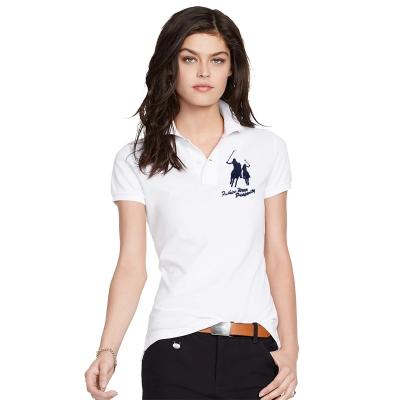 China Anti-wrinkle High Quality Fashion Summer Embroidered Female Polo Logo Custom Made Printing Women's Polo Shirts for sale