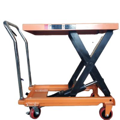 China Convenience Easy Hydraulic Hand Pallet Trucks Scissor Lift Platform 500kg Tabletop Scissor Lift Trolley for sale