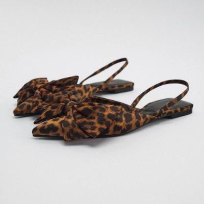 China New Fashion Trend Leopard Luxury Bow Shoe Thin Ballet Shoes for sale