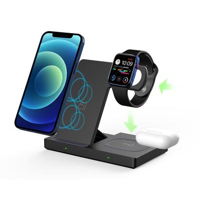 China New Design Safe Convenient Desktop 15W Qi Multifunctional Fast Wireless Charger 4 in 1 Wireless Charging Station for sale