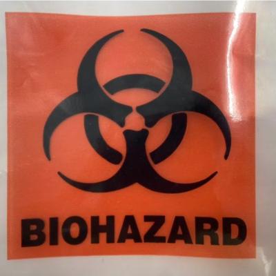 China Biohazard Specimen Bags 6x9.8in/15x25cm Laboratory Sample Bag With Biohazard Logo Printing for sale