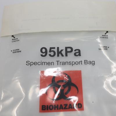 China Umweltschonende Plastikverschlussverschluss Biohazard Probentransportbeutel / Müllbeutel zu verkaufen