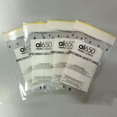 China Biohazard 167mmx283mm Ziplock 95kPa Specimen Transport Bag for sale