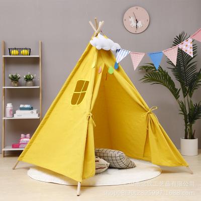 China Easy Foldable Kids Play Portable Foldable Folding Indian Cotton Canvas Four Tent Teepee Kids Tent Play House Kids Gifts Outdoor Kids Play Tent for sale