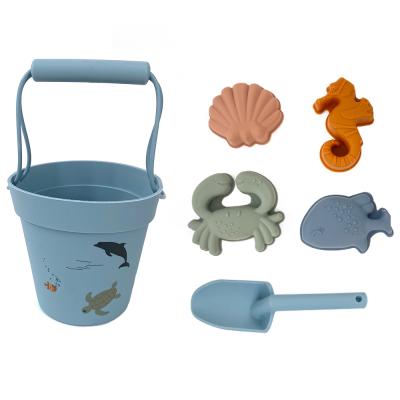 China Toy New Design Silicone Beach Toy Children Kids Educational Silicone Summer Play Sand Beach Bucket Set for sale