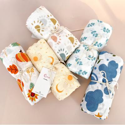 China Anti-Pull C'dear Rainbow Sun Moon Cotton Baby Newborn Breathable Soft Printed Bamboo Muslin Wrap Blankets // for sale