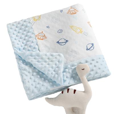 China Baby dots plush anti-pilling minky blanket custom made baby warm soft two-layer minky blanket for kids for sale