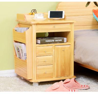 China Simple modern solid wood multi-functional single bedside cabinet pine bedroom bedside table storage locker mini for sale