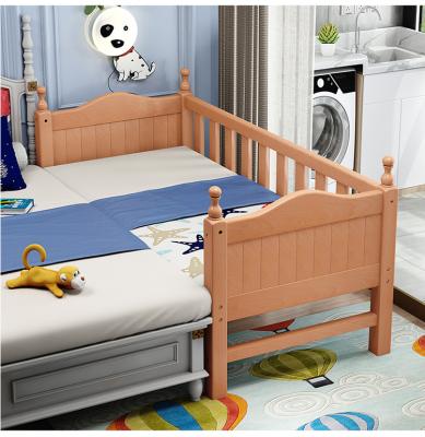 China 2021 contemporary new solid wood single crib boy bed widened and spliced ​​queen bed girl princess bed with guardrail crib for sale