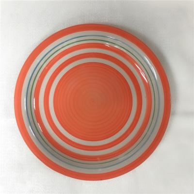 China Best 10.5 Inch Round Dish Dinner Plate Viable Selling Hand Painted Stock Ceramic Dish for sale