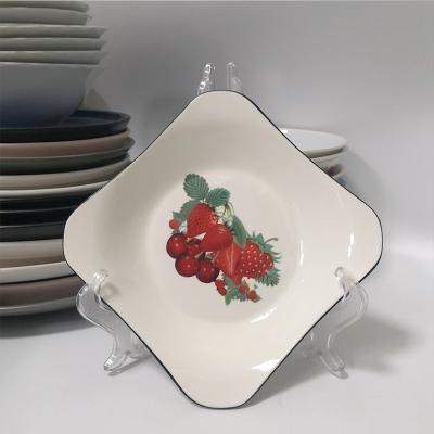 China Sustainable Luxury Fruit Pattern Square Porcelain Dinnerware Dish for sale