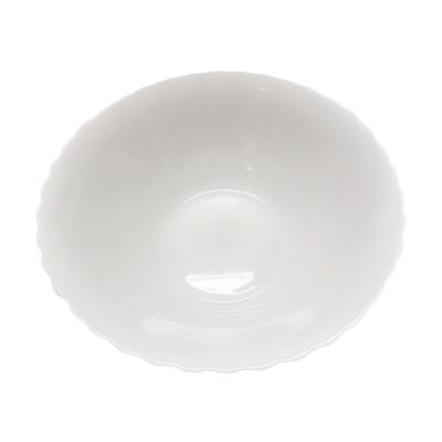 China Viable Housewares Porcelain Salad Bowl White Ceramic Cut Edge Salad Bowl Soup Bowl for sale