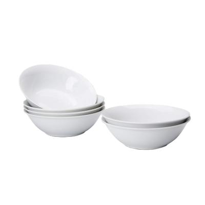 China Viable White Ceramic Cereal Bowls Around Rice Bowl Serving Custard Soups Salad Porcelain White Ceramic Dinner Bowls Household for sale