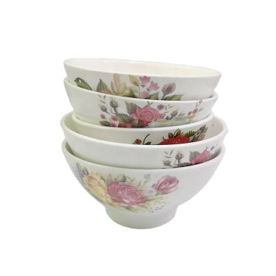 China Viable Wholesale Porcelain Ceramic 6 Inch Noodle Soup Footed Dinner Pakistan South America Set With Cut Out Decal for sale