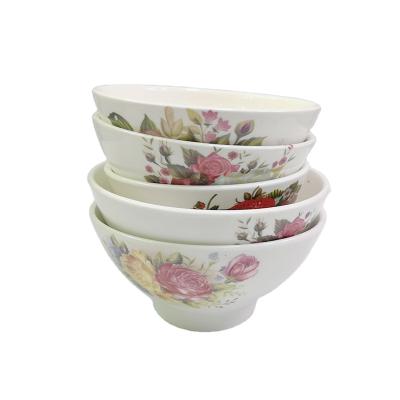 China Sustainable Flower Pattern Ceramic Salad Round Soup Bowls For Kitchen Use for sale