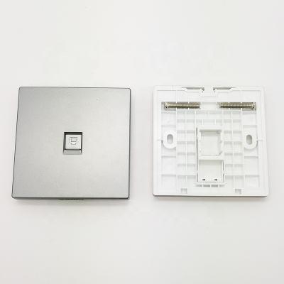 China Durable 86x86cm single port type network wallplate 86 front plate with dust cover shutter for TJ45/RJ11 insert Te koop