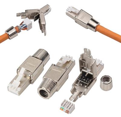 中国 Wholesale deposit wholesale toolless connection RJ45 cat6A plug RJ45 male plug cat.6A plug STP RJ45 8p8c plug RJ45 modular jack termination 販売のため