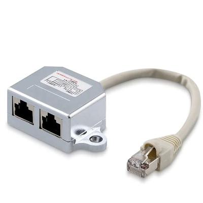 China RJ45 Teleommunication Male 1 to 2 Female LAN Ethernet Splitter Adapter Cable Te koop