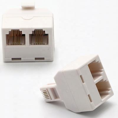 China Teleommunication Wholesale 1Male Plug to RJ11 6p4c Ethernet LAN Splitter Cable Adapter 2 Way Supplement Adapter Female Connector for sale