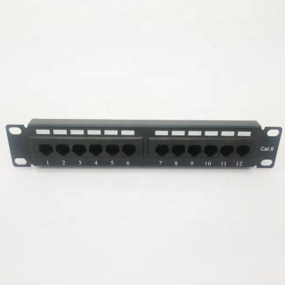 China Teleommunication Wholesale UL Listed Cat6 RJ45 Mini Patch Panel 12 Port For Network Cabinet Chassis Rack 10 Inch RJ45 Patch Panel for sale