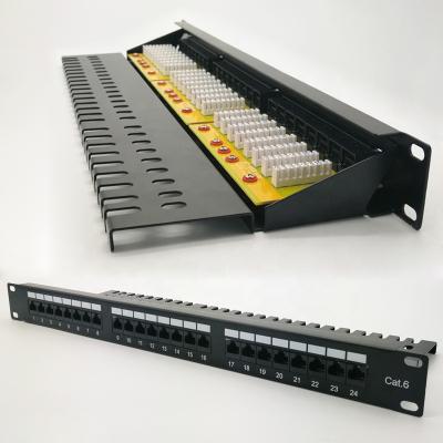 Cina Wholesale Teleommunication cat6 Shielded Patch Panel 24-Port 1U 90 Degree Top-Entry Punch-Down Patch Panel in vendita