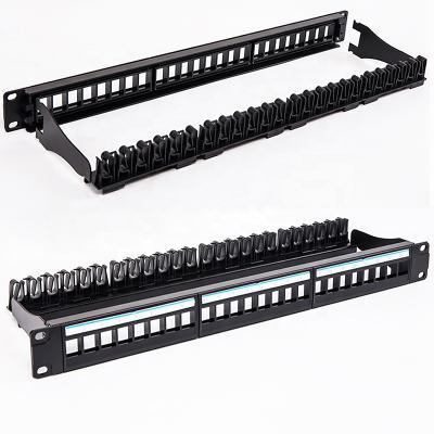 China High Quality Teleommunication Design 19 Inch 24 Ports Empty Unloaded UTP Patch Panel Te koop