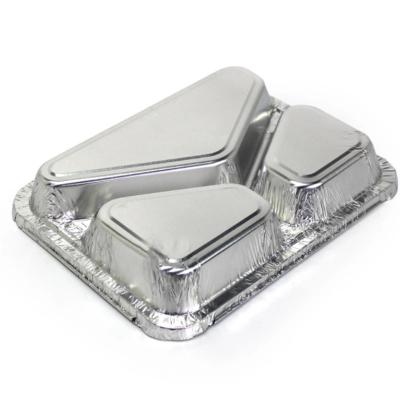 China Heat Resistance Supplier Deep Drip Tin Foil Dish Large Christmas Pie 9 Inch 3 Compartment Trays Filters Aluminum Foil Container for sale