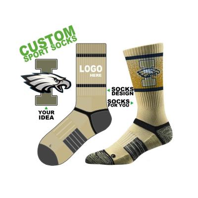 China Crew Anti-Slip Design And Logo Made Of Sport Socks Customize Knitted Sock Custom for sale