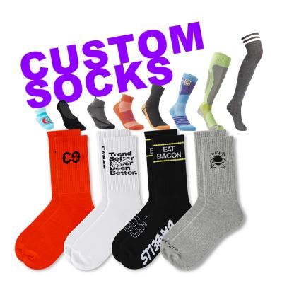 China Crew (DS) Mens Anti-Slip Calcetines Customize Knitted Design Embroidered Embroidery Custom Logo Cotton Sport Athletic Socks for sale