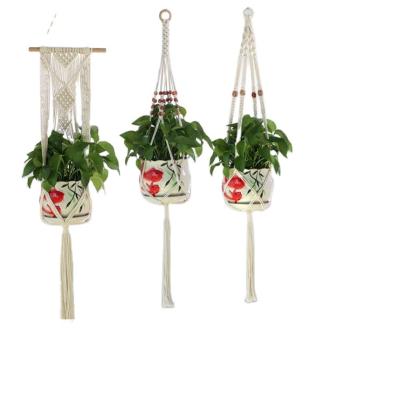 China Bonfull DIY Viable Hand - Bohemian Style Woven Hanging Basket Indoor And Outdoor Pot Plant Flower Net Wall Decoration for sale