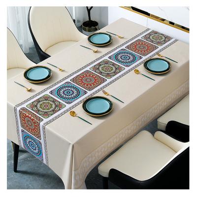 China Waterproof Simply Waterproof Design Table Set Fabric Sheet Pattern Table Protector for sale