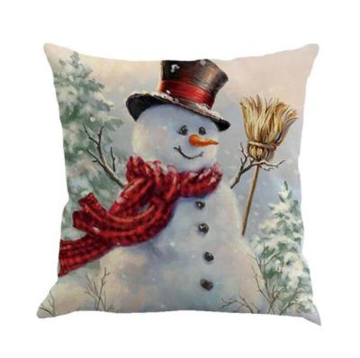 China Chrismast Anti-static 45cm Square Snowman Throw Cushion Festival 3d Decorative Home Cushion Covers for sale