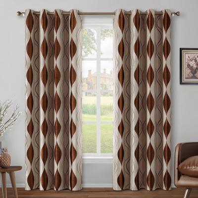 China Bonfull Jacquard Curtains Modern Luxury Wavy 100% Polyester Jacquard Window Curtain For Living Room for sale