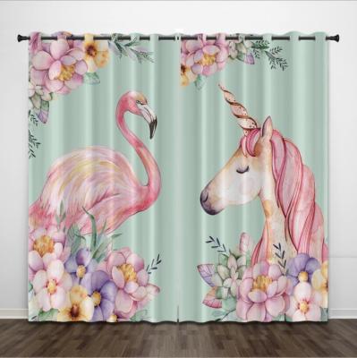 China New Arrival Modern Bonfull Digital Printing Curtains Unicorn Animal Patterns Digital Printing Curtains For Kids Bedroom for sale