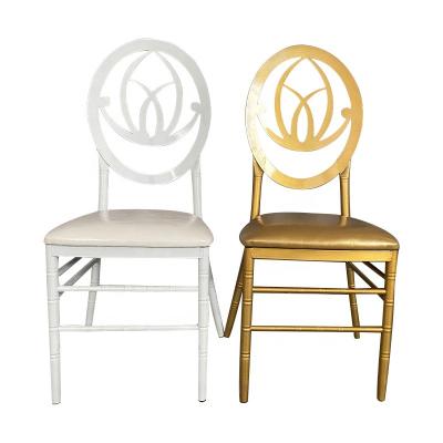 China Modern Wholesale Wedding Chairs Sale Rental Circle Chair Factory Gold Metal Chavari Gold Party Event Decoration Wedding Back Chair for sale